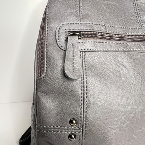 Fiorelli Gray Faux Leather Mini Backpack – Adjustable Straps – Multiple Pockets - Picture 3 of 14